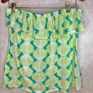 EUC Crown and Ivy Ruffled Strapless Top, Seashells